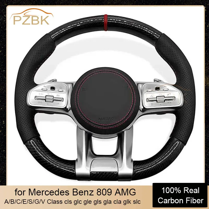 

Modified Carbon Fiber Steering Wheel for Mercedes Benz 809 AMG A B C E S G V Class cls glc gle gls gla cla glk slc Auto Parts