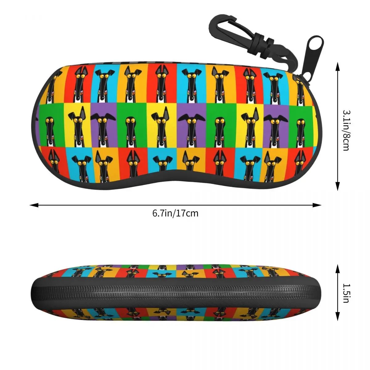 Customized Greyhound Semaphore With Border Shell Eyeglasses Protector Cases Cute Sunglass Case Cartoon Dog Glasses Pouch