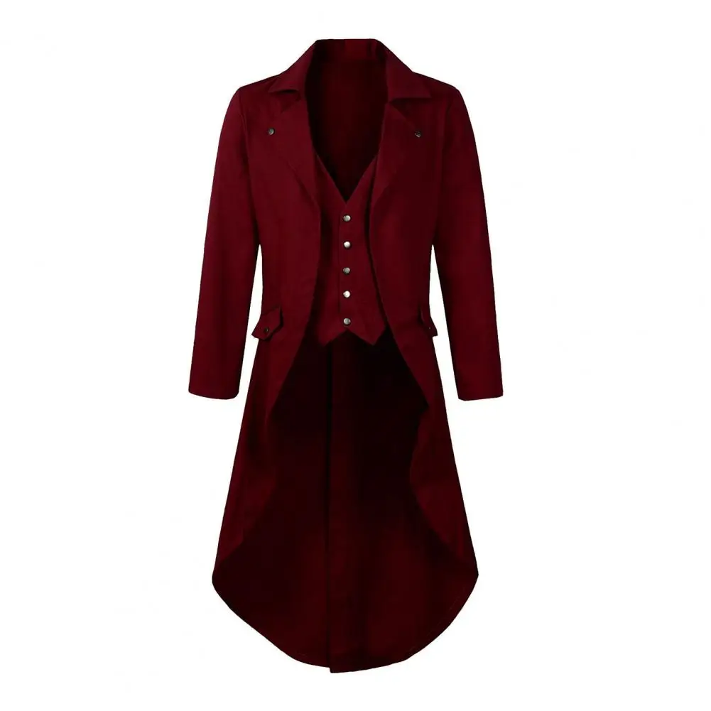 

Men Retro Punk Jacket Vintage Men's Tailcoat Jacket with High Collar Pockets Mid-century Suit Coat for Style Costume Mid-century