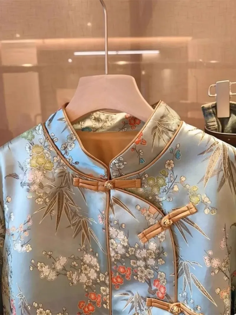 Extra Large Size Men's Jaet New Chinese Sle National Trend Button up Stand Collar Autumn Spring New Sle INS Faion Top