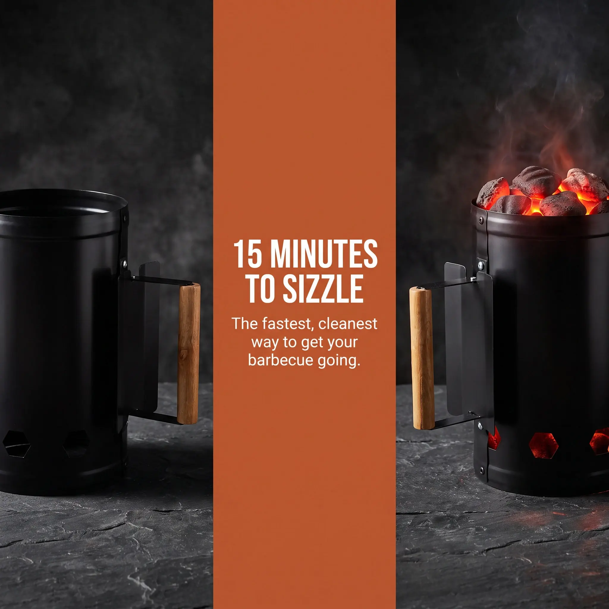 Fire Starter Barrel Thickened Steel Body Natural Wooden Handle Insulation Six Inlet Charcoal Bucket Barbecue Outdoor