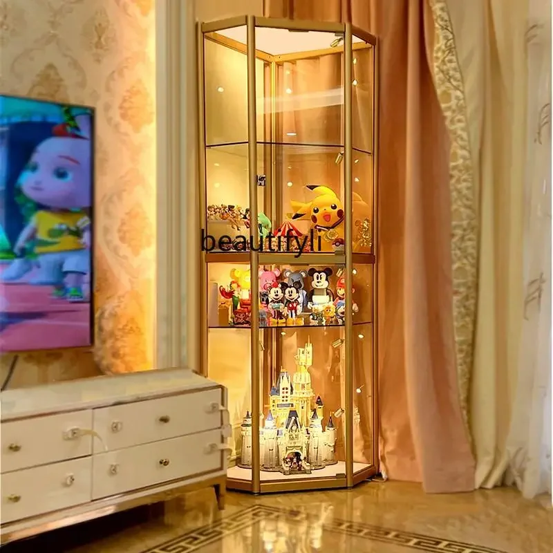 09Corner Triangle Display Cabinet Household Display Glass Wine Cabinet