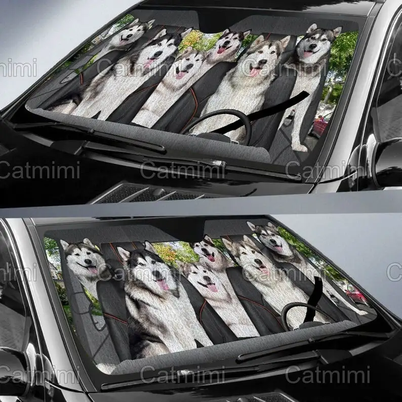 Alaskan Malamute Car Sun Shade, Malamute Car Accessories, Alaskan Malamute Gift, Malamute Sun Shade, Mother Gift MCL252006A95