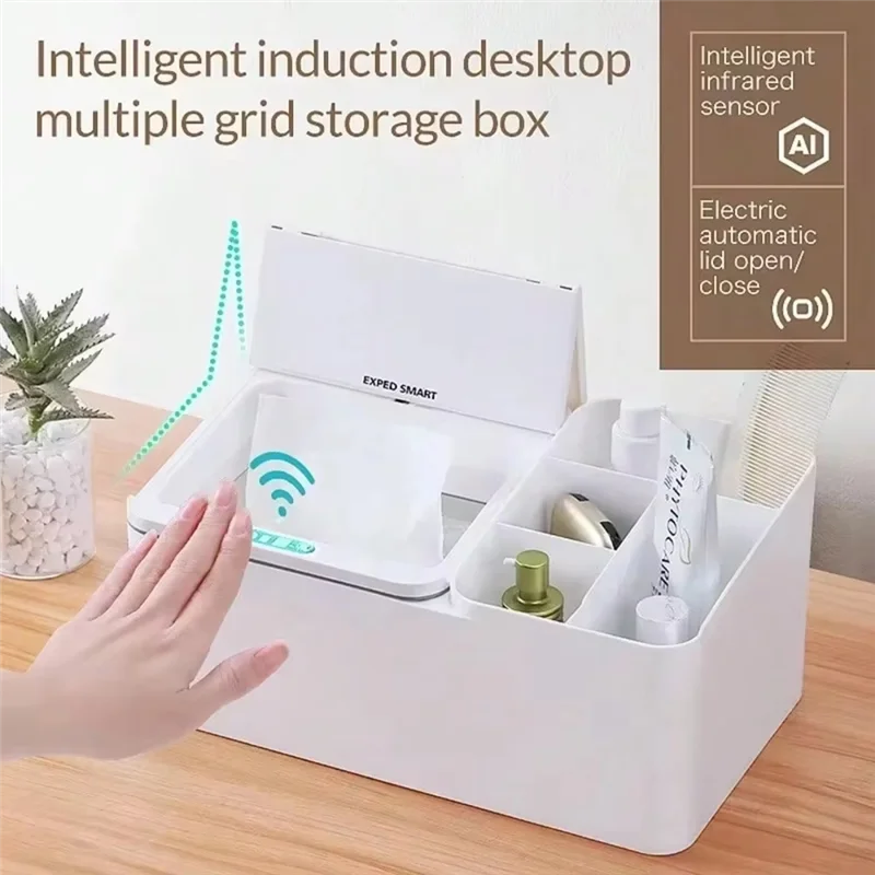 B17C Intelligent Induction Electric Desktop Storage Box Rack Jewelry Finishing Skin Care Tissue Box Office Snack Box