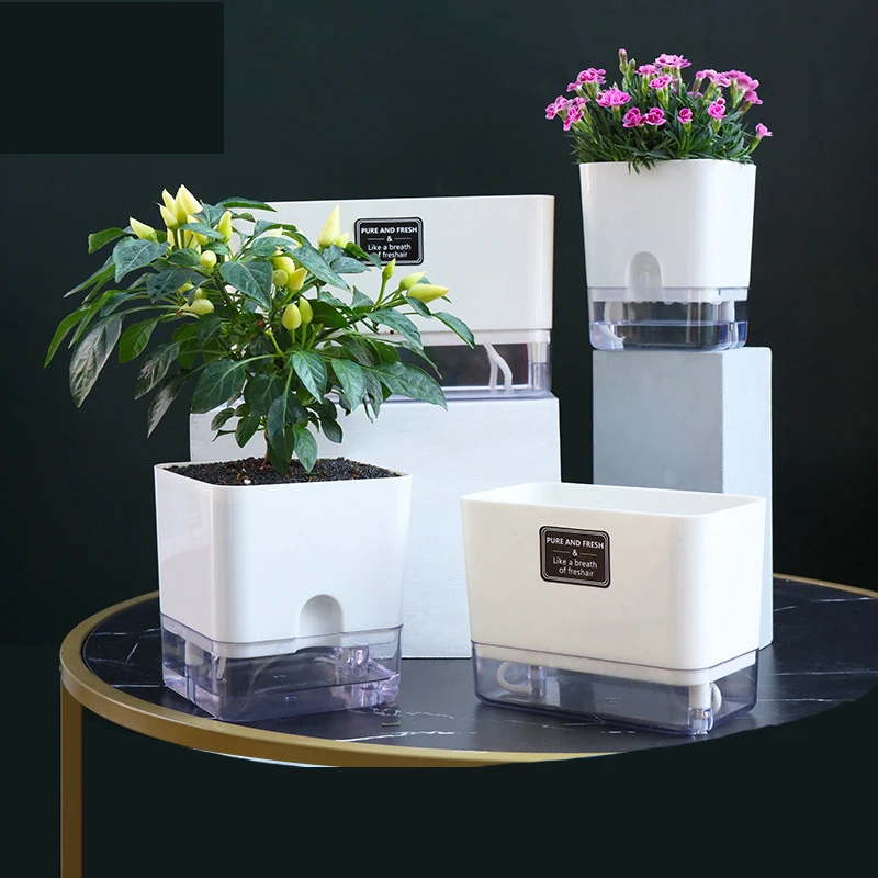 Neue Selbst Bewässerung Blumentopf Magnetische Kunststoff Selbst-saugfähigen Baumwolle Seil Blumentopf Für Doppel-deck Faul Blumentopf garten Liefert – Detail 5