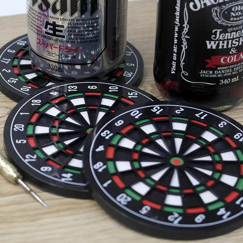 4Pcs Dart Board Styled Coaster Mini Dart Board Drink Coaster Kitchen Utensils Table Mats Heat-Resistant Mug Cup Coasters