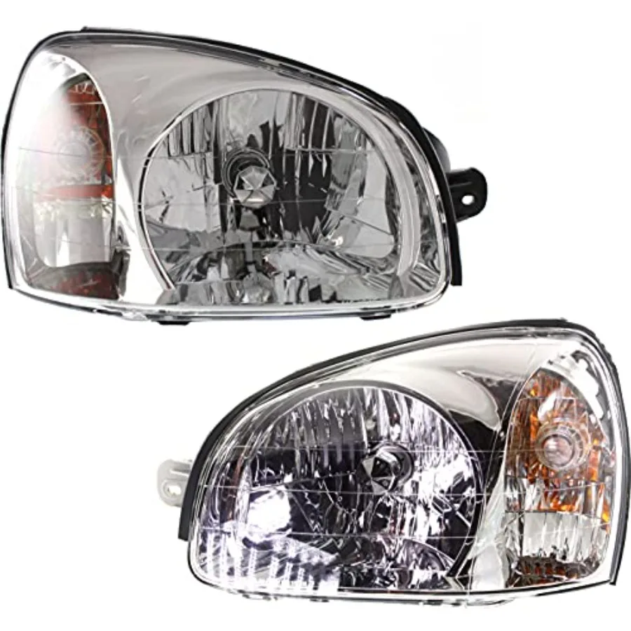 

Headlights Assembly Driver Passenger For Santa Fe 2003-2006 Halogen With Bulbs Base GL GLS Limited LX Built From 07 14 03 Repla