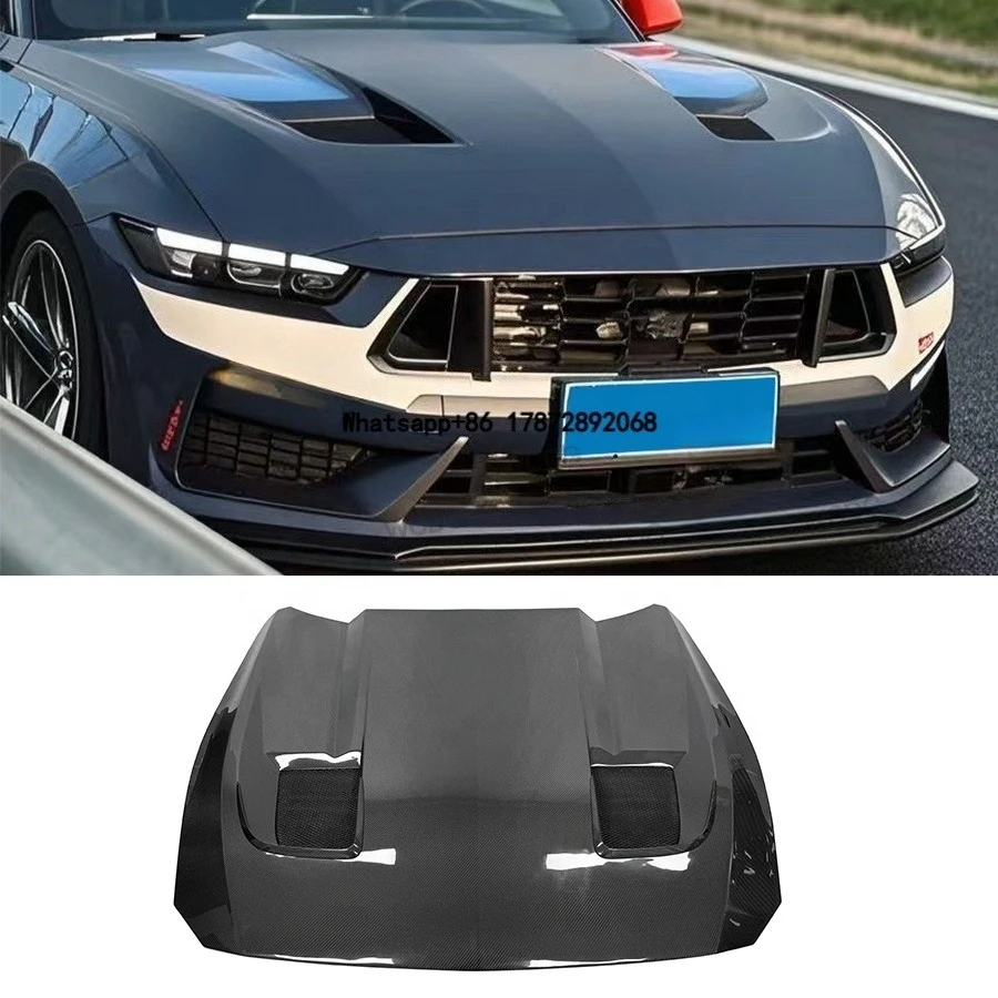 

Carbon Fiber GT- 3 Style Front Hood for Mustang Dark Horse S650 2024+ Upgraded Front Engine Bonnet Hood Vents Cover Bodykit