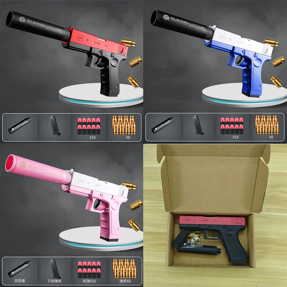Pistola giocattolo Soft Bullet pistole giocattolo M1911 Shell espulsione schiuma freccette Blaster manuale Airsoft arma con silenziatore per bambini adulti