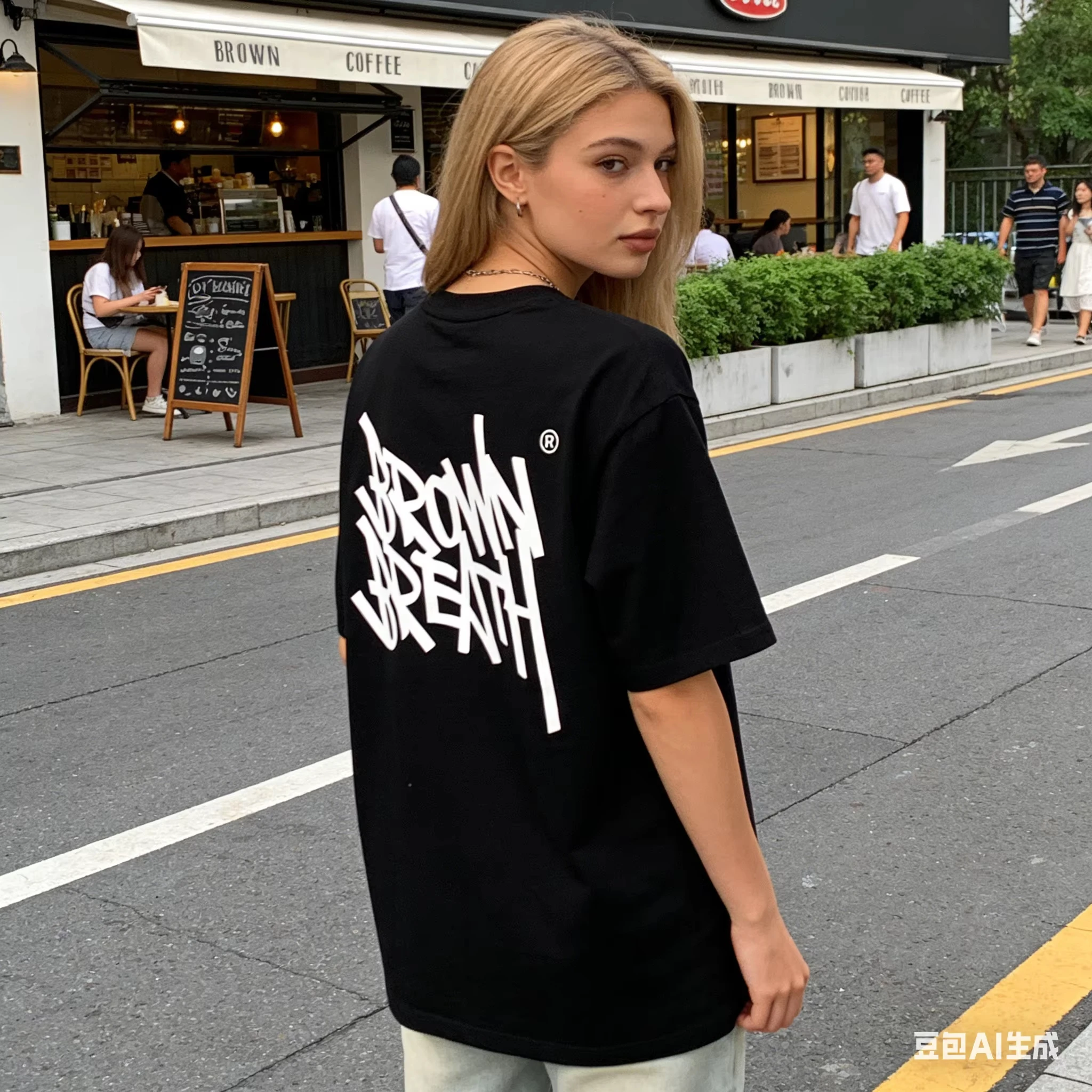 2026 New Mens Tshirt Multiple Sizes HD Print Brown Graffiti Pattern Cotton Streetwear Casual Fashion Round Neck Top Gift