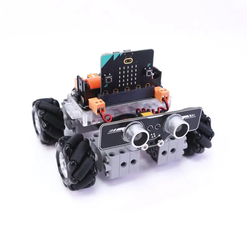 Stem Education 4WD Mecanum Track Robot Chassis Following & Obstacle Avoiding Car Starter Kit For Microbit Controller Board