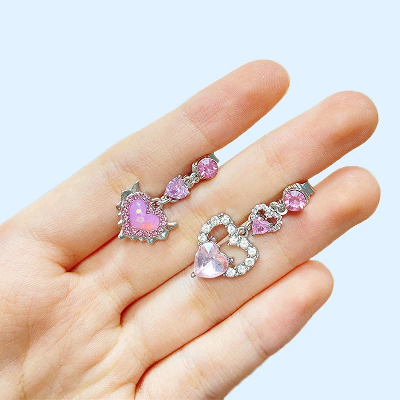 Faux Fake Belly Star Moon Fake Belly Piercing Heart Zircon Clip On Umbilical Navel Non-Piercing Jewelry Earring Clip