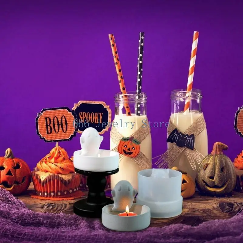 F2TD Holder Mold Halloween Spirit Silicone Mold Candlestick Decorations Mould