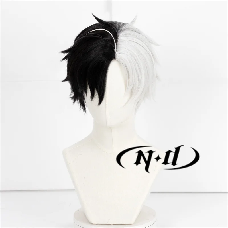 ND 사쿠라 하루카 코스프레 가발, 애니메이션 윈드 브레이커, 블랙 화이트 헤어, 할로윈 히트 테마 파티, 내성 합성
