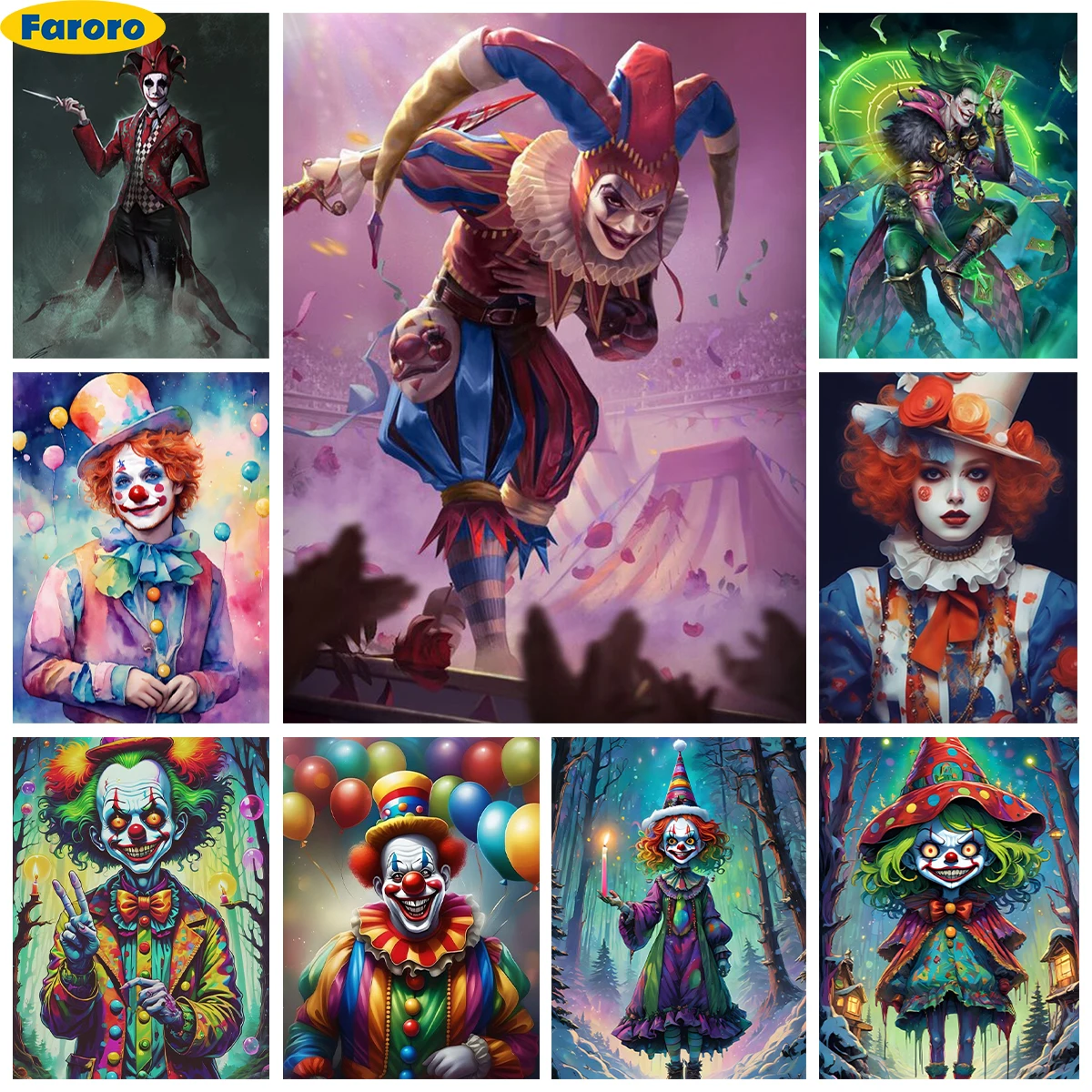 

Clown 5D Diamond Painting Circus Actor Diy Diamond Embroidery Colorful Cross Stitch Female Clown Home Wall Decor Adult Hand Gift