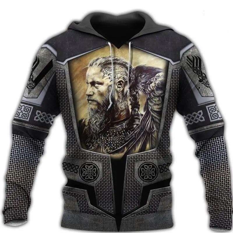European Style Autumn-winter New Products - 3D Temple Knight Order Top-level Men's Hooded Pullover Stylish Street Trend Top