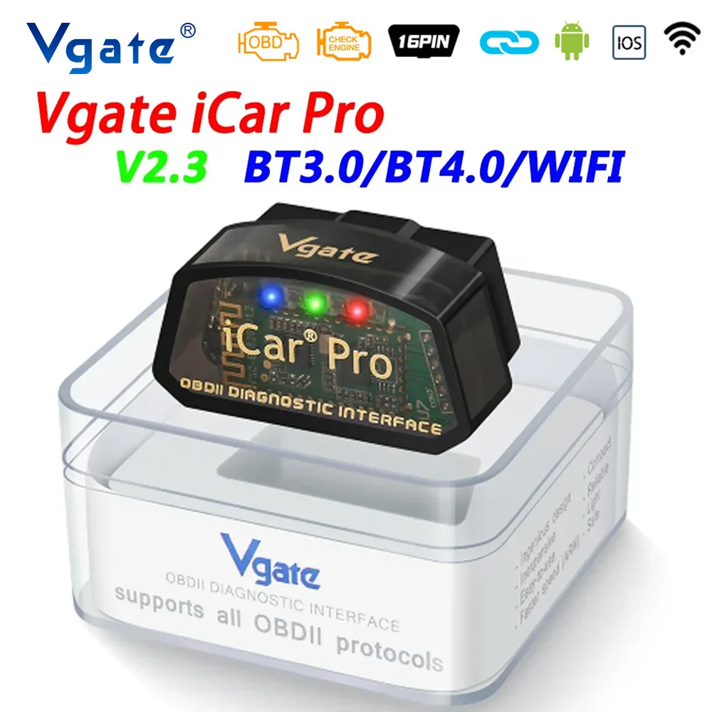 Vgate iCar Pro ELM327 WIFI OBD2 Scanner Bluetooth 4.0 V2.3 For Android/IOS OBD 2 Car Diagnostic Auto Tool PK ODB2 ELM 327 V1 5