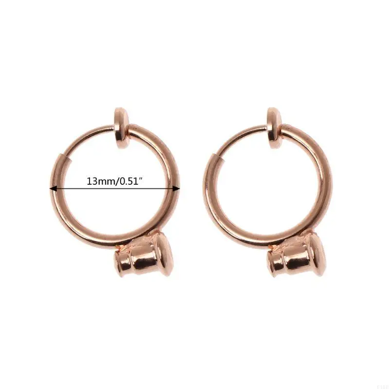 C1Fe 1Pair Gold Bạc Không có cái lỗ DIY clip trên Circle hoop Bông để làm đồ trang sức