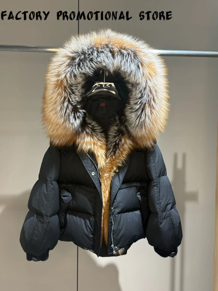 Women's Oversized Down Jacket Hooded Warm Winter Oversize Down Jacket Cold Weather Goose Down Padding Women Luxury City Wear