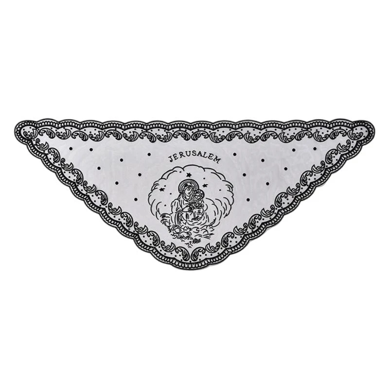 Y5GC Exquisited Holy Mother Triangular Wrap Scarf Fashionable Ethnic Shawl Scarf for Church Event and Outfits