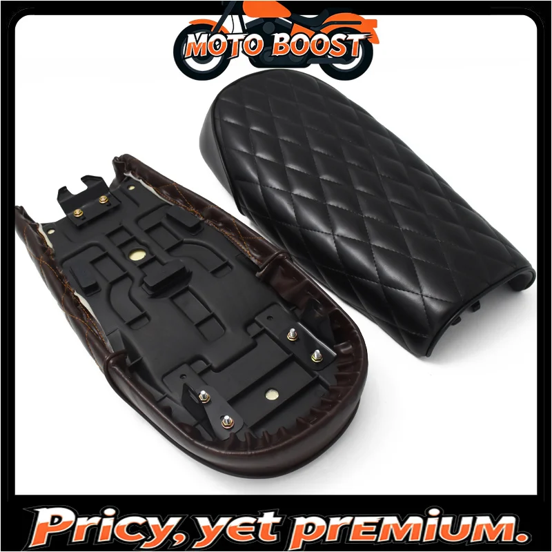 

【Premium quality】530MM Vintage Retro Motorcycle Cafe Racer Flat Seat Cushion Hump Saddle Black and Brown Color For CG125