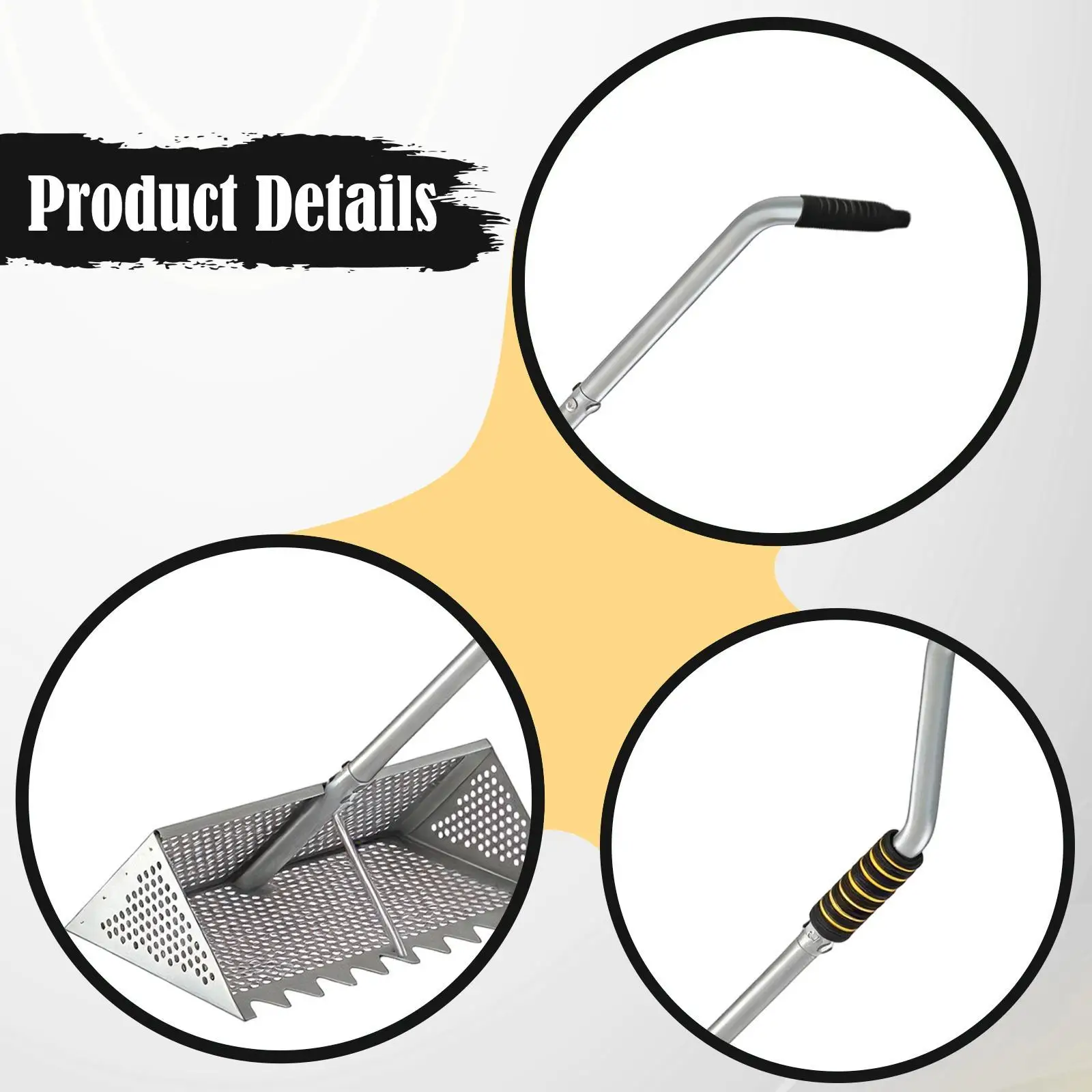 

Sand Rake Sifter Comfortable Stainless Steel Wide Mesh Screen Labor Saving Anti Slip Beach Sifter Multipurpose