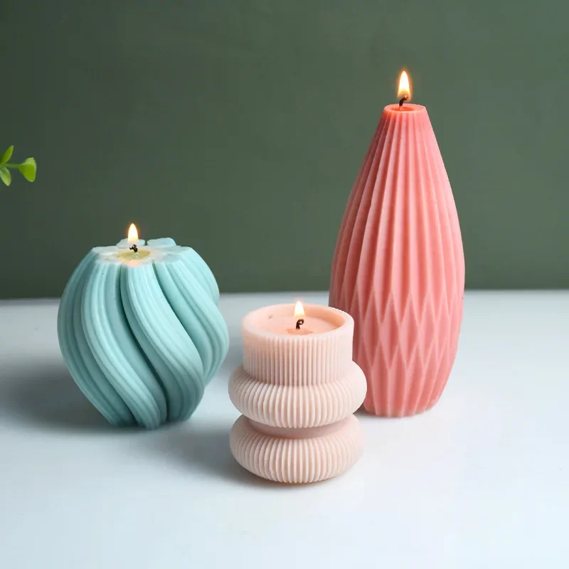 Zackoo Striped Wave Ball Silicone Candle Mould for DIY Candle Making 3D Scented Soap Molds Home Art Decor Christmas Gifts