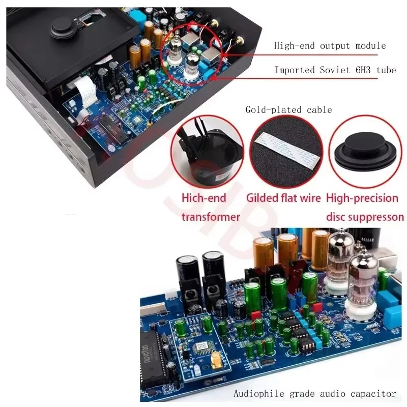 SUNBUCK Music MU9 CD Turntable Player ES9018 Decoding Bluetooth 6H3 Vacuum Tube HIFI CD carousel Player with Balanced Output