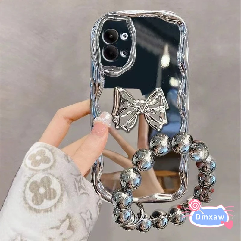 For Vivo Y36 Y78+ Y77 Y27 4G Y27 5G Y72 Y52 V29 Lite Y76S Y74S Y70T Y70S Y51S Shockproof Cute Bow Case With Bracelet Cream Cover