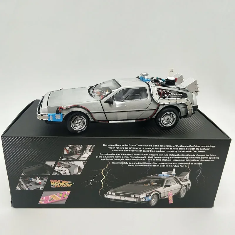 Back To The Future Vehicle Diecast 1/18 Die-cast Alloy Metal Part 3 Time Machine DeLorean DMC-12 Car Model Toy Gifts Collectible