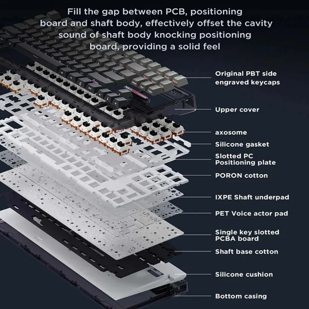 AULA F87Pro RGB Gaming Keyboard Esports Mechanical 2.4g/Usb/Bluetooth Wireless 87 Key Hot Pluggable Customized Keyboard