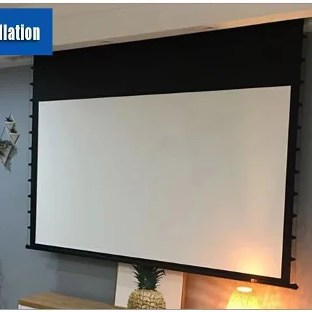 

High Quality 110 Inch 16:9 4K PVC Front Material Motorized Tab Tension Projector Screens With New Type Central Control System