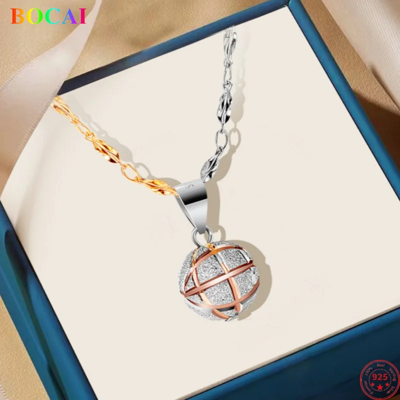 

BOCAI S925 Sterling Silver Necklace Pendants for Women Lucky Beads 18k Color Gold Plated Pure Argentum Fashion Jewelry Wholesale