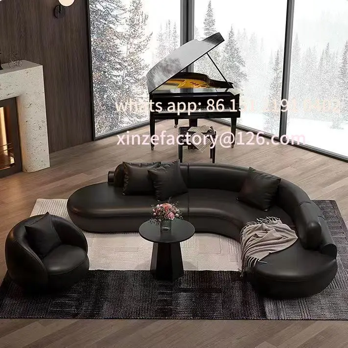 

Customizable L-shaped sofa Curved irregular corner Nordic Italian minimalist Leisure right-angle sofa