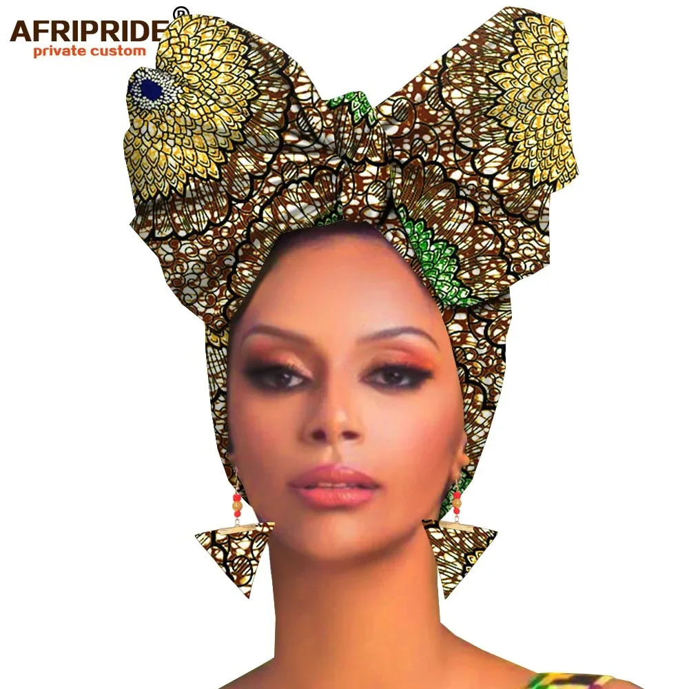 Afrika headwraps + küpe 2 parça setleri kadınlar için afrika başörtüsü ankara geleneksel headtie eşarp türban AFRIPRIDE A19H007