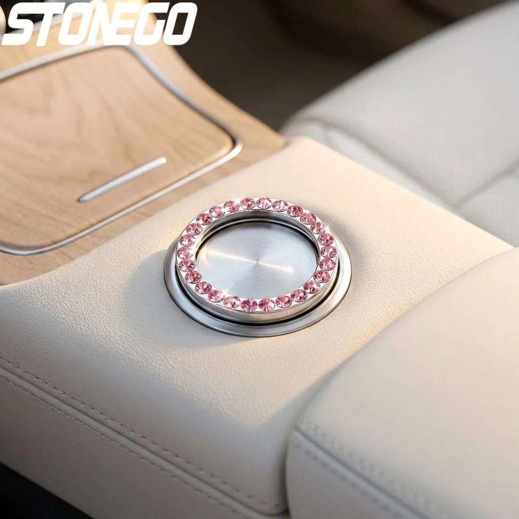 One-Key Engine Start Stop Ignition Push Button Cover Auto Interior Crystal Diamond Trim Decorative Ring Accessories