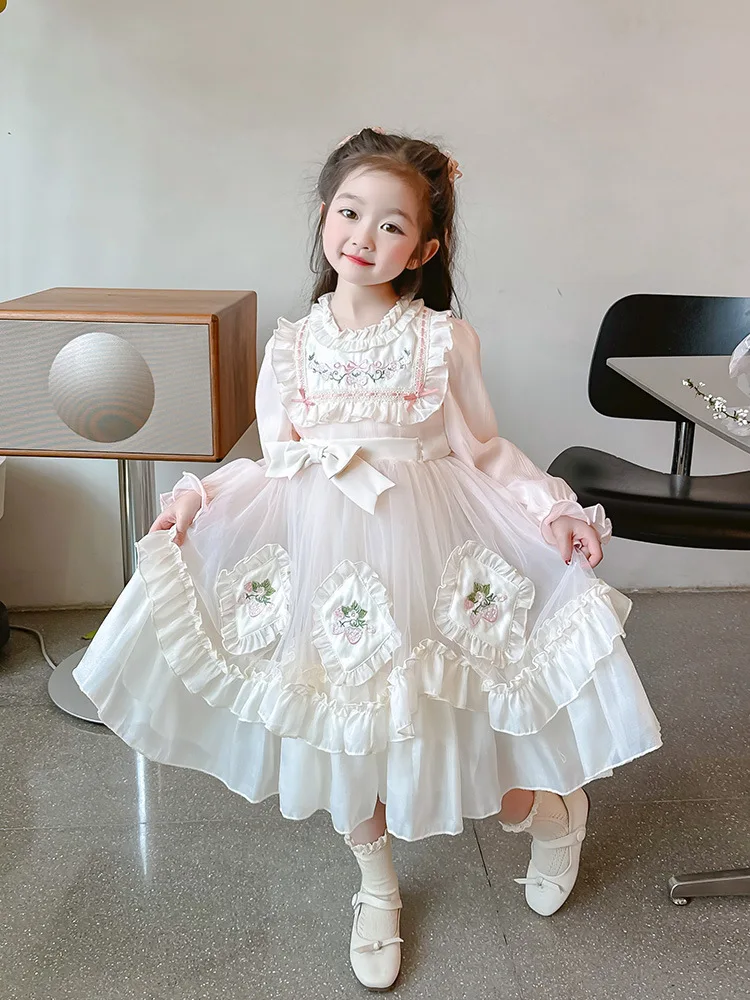 Girl\'S Lolita Princess dress2024new autumn baby girl dress autumn skirt CHILDREN\'S autumn models dress