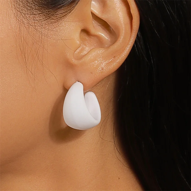 Aihua koreanische bunte Acryl klobige runde Creolen für Frauen einfache geometrische Harz Ohrringe Aussage Schmuck Geschenke – Detail 4