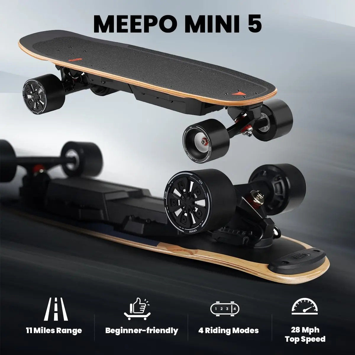 Mini Electric Skateboard with Remote, 28 MPH Top Speed, 11 Miles Range,330 Pounds Max Load, Maple Cruiser for Adults and T