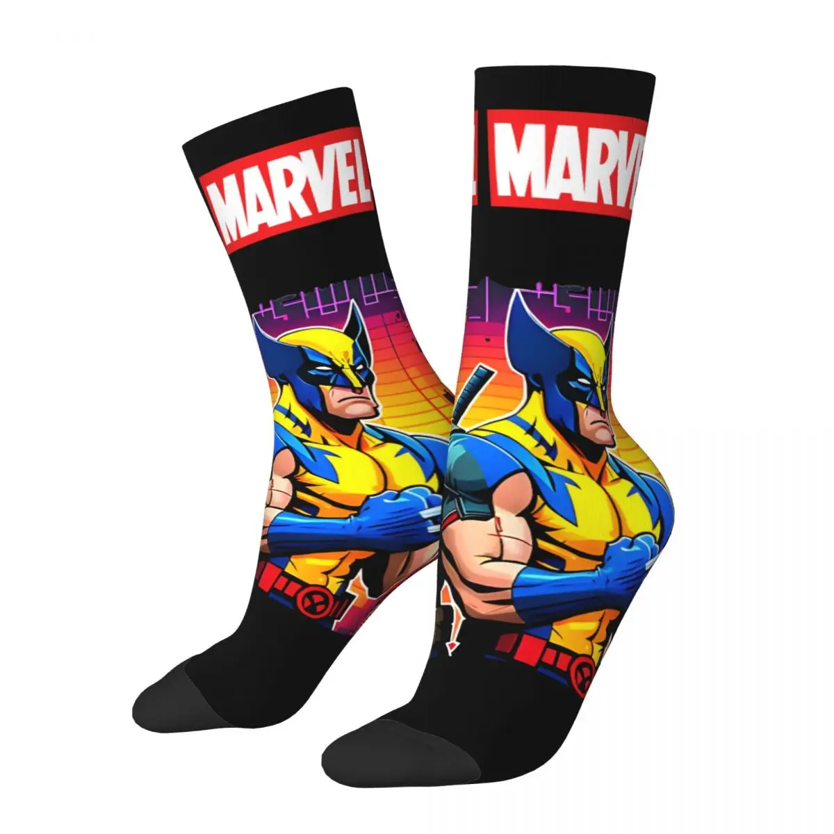 Heroes Showdown Men's compression Socks Unisex Marvel X-man Deadpool & Wolverine Harajuku Seamless Printed Novelty Crew Sock