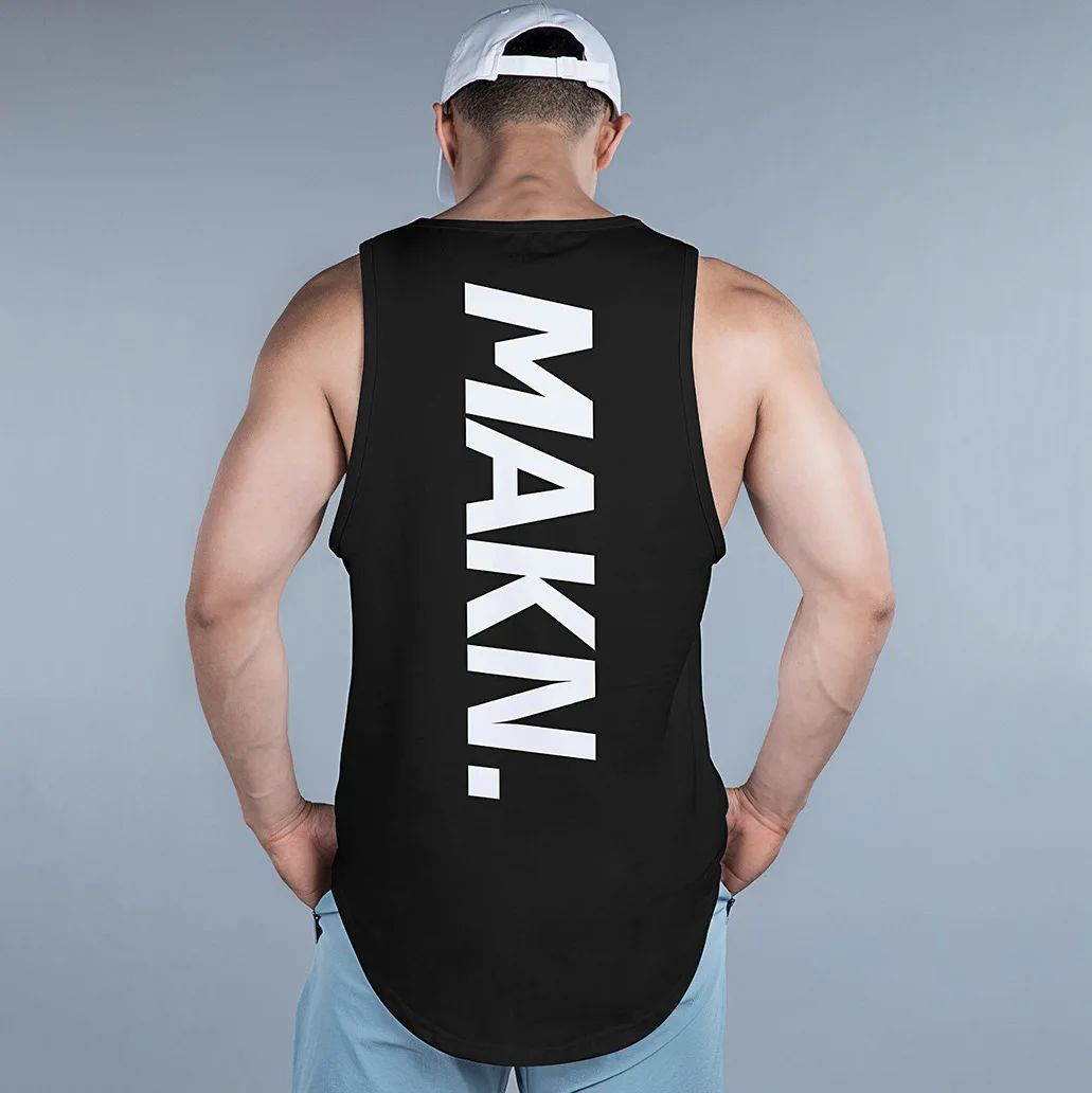 Men Tank Tops Sleeveless Muscle Shirts for Men Workout Gym Exercise Bodybuilding Casual Curved Hem Cotton Tee Shirt