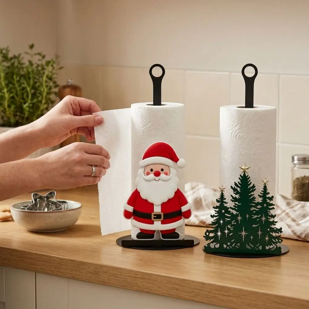 Freestanding Christmas Acrylic Paper Towel Holder Rust-Resistant Stable Structure Kitchen Roll Dispenser Non-Slip Base
