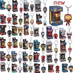 FUNKO POP The Avengers Goose Loki Cyborg Rocket Spider Gwen Iron Man Arrow Deadpool Batman Aquaman Pocket Keychain Model Toys