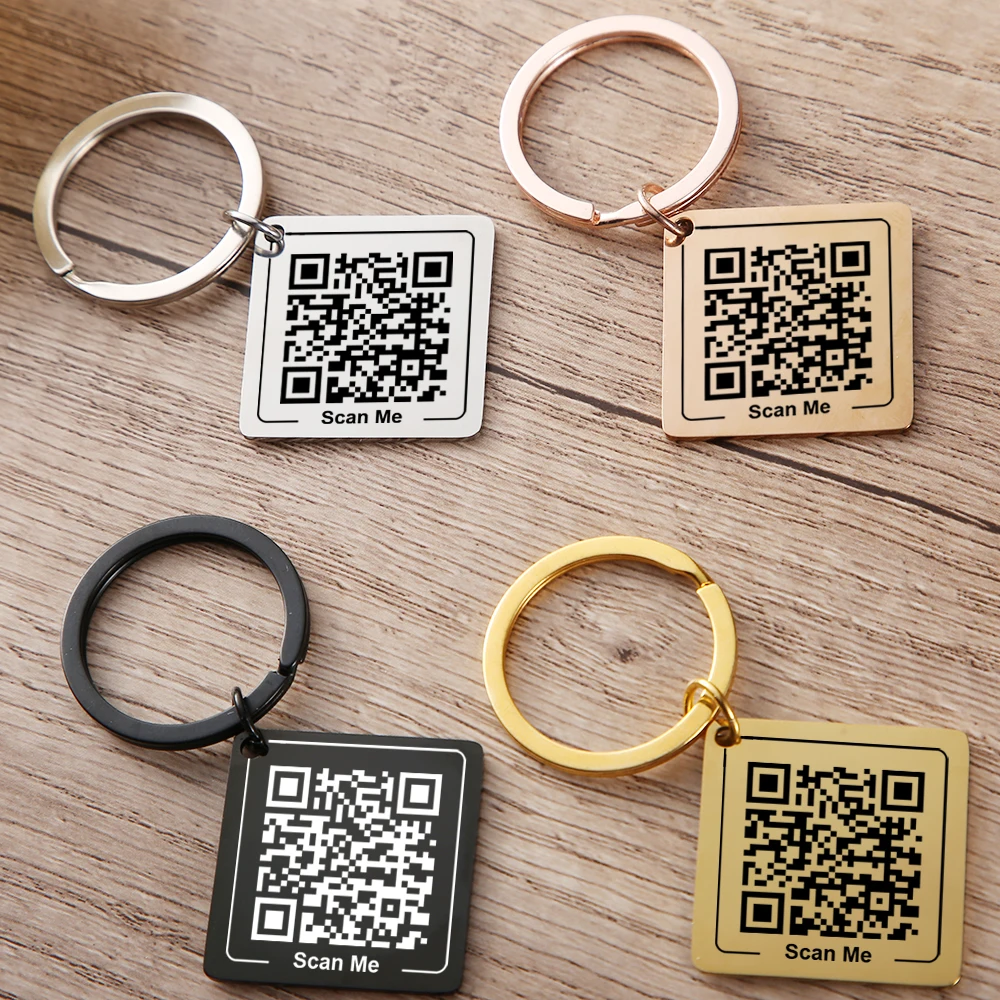 Customized QR Code Keychain, Personalized Business Card, Company Introduction, Party, Wedding, Stainless Steel Metal Material