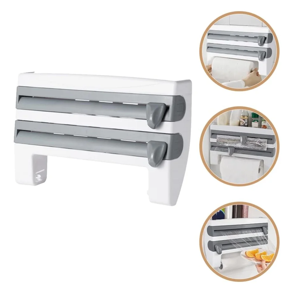 Plastic Wrap Cutter Kitchen Dispenser for Tin Foil Film Storage Rack Shelves Holder Kitchen Paper Towel Organizer Home Gadgets