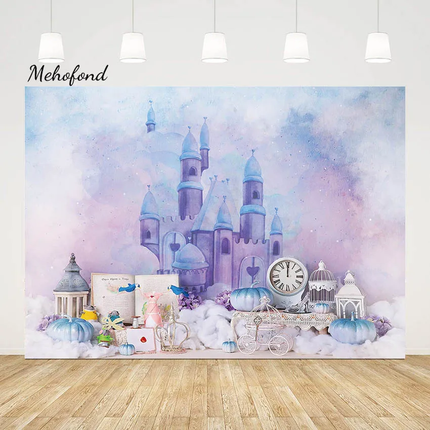 

Mehofond Photography Background Princess Birthday Party Purple Castle Once Upon A Time Backdrop Cake Smash Decor Photo Studio