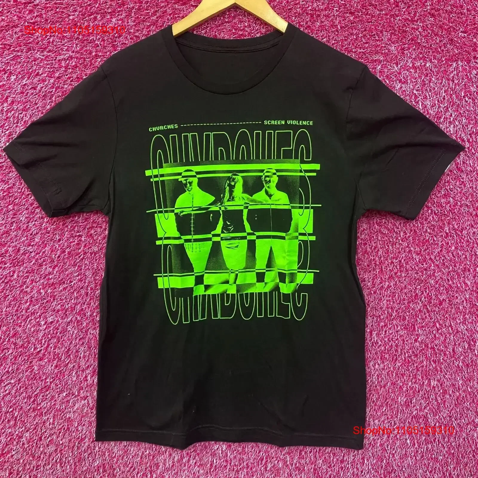 تي شيرت Chrvrches Screen Violence Album Tour تي شيرت متوسط عتيق مغسول مريح ممتد قليلاً ملابس الشارع قابلة للتنفس أوم