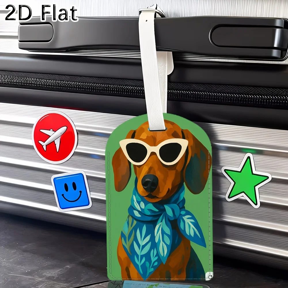 Dachshund Dog Luggage Tag Travel Baggage Identifier Label Suitcase Luggage Accessories for Travel Identification PU Material