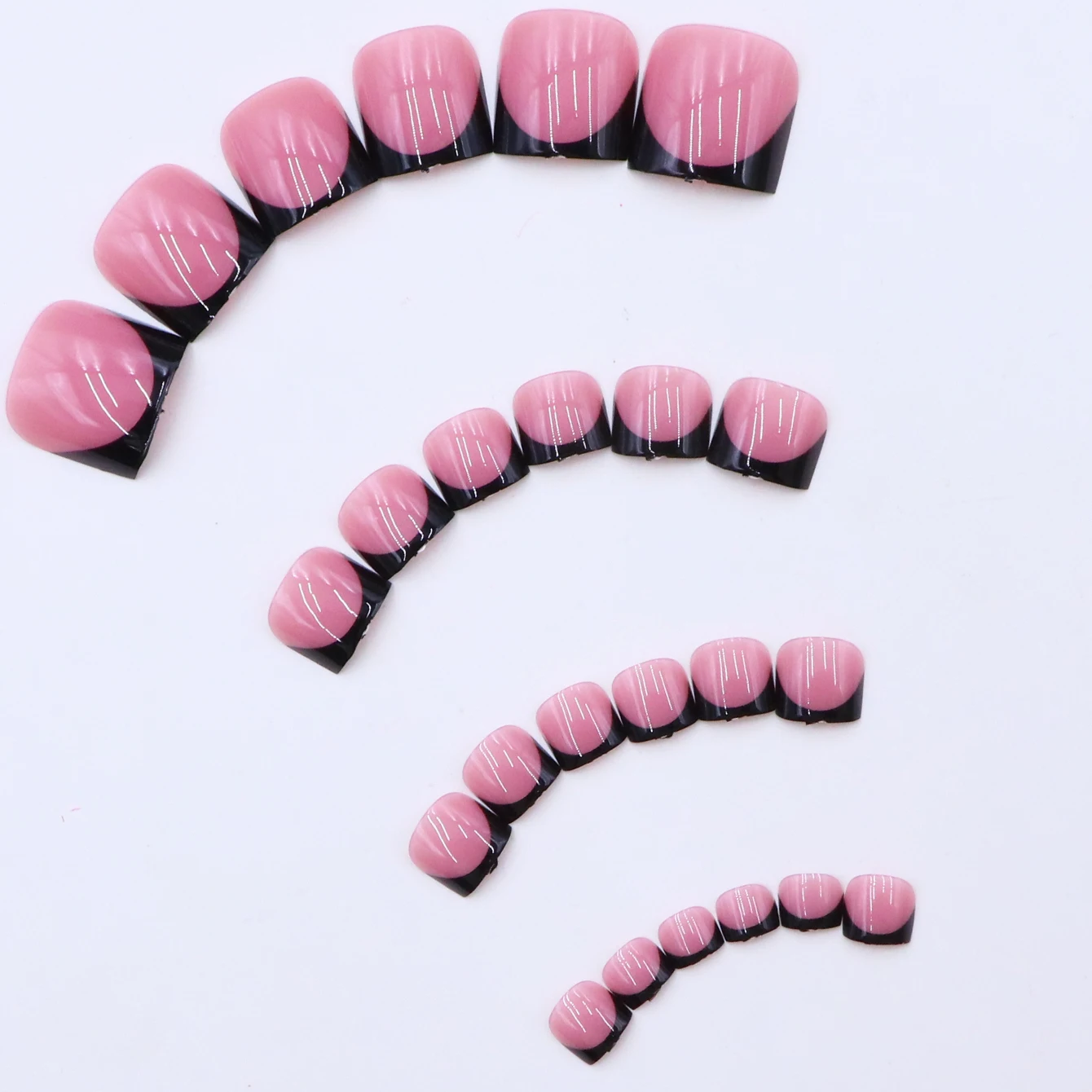 48pcs Gentle French Ballet Series Nail Art Full Cover Adhesive Press-On Nails With Elegant Shine And French Design
