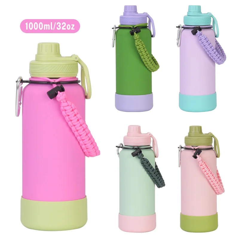 

1L Large Capacity Sports Thermos Cup With Handle For Camping Gym,Stainless Steel Vacuum Flasks,Drinkware,Sports Water Bottle